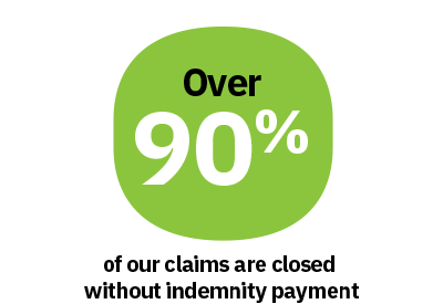 Over 90% of our claims are closed without indemnity payment