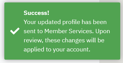 Profile successfully updated confirmation message. 