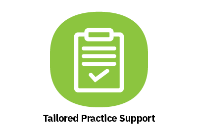 button icon and link to tailored practice support page